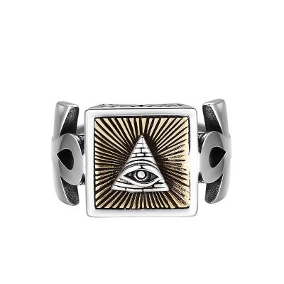 China Ring Fashion Jewelry Unisex Adjustable Size Party Gift Gold Silver God Eye Religious Ring for sale