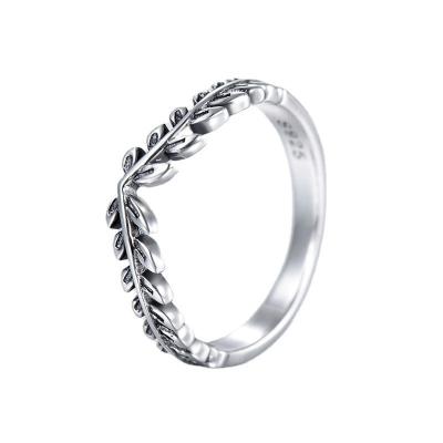 China Factory Direct CLASSIC Hot Sale Cute Women's Birthday S925 Sterling Silver Vintage Leaf Ring For Girlfriend for sale