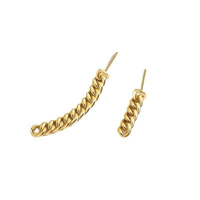 China New Arrival Women Jewelry 925 TRENDY Sterling Silver Tassel Earrings 18K Gold Plated Cuban Link Earrings Huggie Chain Earrings for sale