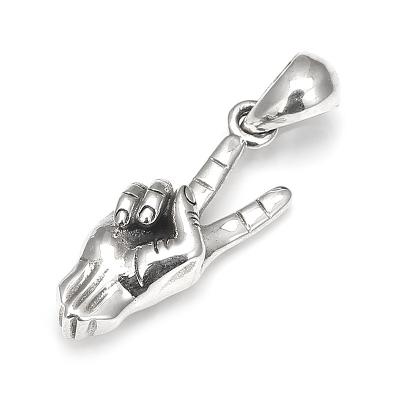 China New Arrived CLASSIC Finger Gesture Fashion Men's Pendant Jewelry 925 Sterling Silver Hand Necklace Pendant for Women Girl for sale