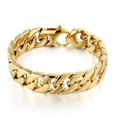 China Miami Cuban Chain Bracelet Punk Jewelry Hot Sale Casual/Sporty Classic Design For Women Men 18K Gold Plated Stainless Chain Bracelet for sale