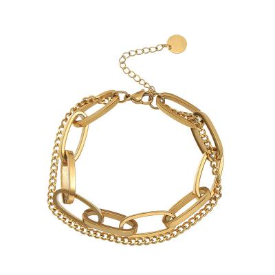 China Casual/Sporty Gold Chain Bracelet Sets For Women Girls 18K Gold Plated Tasty Link Paper Clip Bracelets Stake Link Bracelet Adjustable for sale