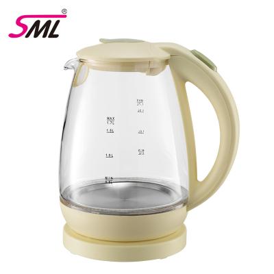 China 360 Degree Rotation Base New Arrive Stainless Modern Mini Electric Water Kettle 1.7L Glass Kettle for sale