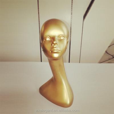 China Plus size female mannequin head in gold color for sale