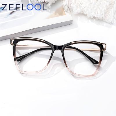 China Brand Fashionable High Quality Mixed Material Zeelool Glasses Black Red Frames For Female for sale