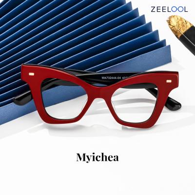 China Wholesale Zeelool Cateye Acetate Optical Frames Medium Thick Tortoise Crystal Glasses Vintage Optical Frame Acetate for sale