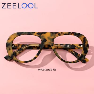 China Fashionable High End Unique Geometric Tortoise Glass Acetate Monocle Frame With Demo Clear Lens For Sale for sale