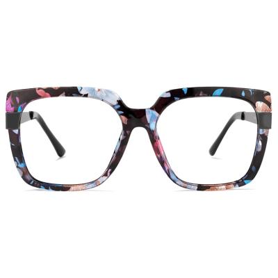 China Fashionable Women's Thin Oversized Square Frame Hot Sale Optical Reading Glasses Computer Floral Eyewear for sale