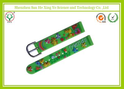 China Kids Green 22mm Silicone Watch Band With Butterfly , Flower , Rainbow for sale