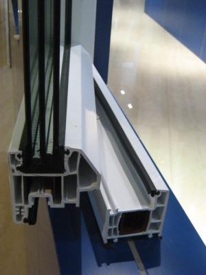 China Single Hung Window Sash Profiles / 60mm Inward Casement Plastic Extrusion Profile for sale