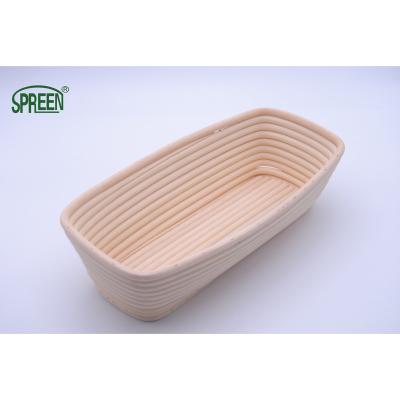 China Disposable Eco Friendly Rectangular Bread Proofing Proving Natural Handmade Rattan Basket With Wooden Bottom for sale