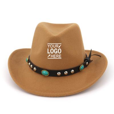 China Cheap Men And Women Brand Custom Logo Felt Funny Lemmy Cowboy Hat Unisex Folding Cowboy Hat With Diamond for sale