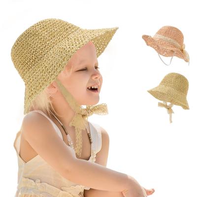 China 2021 New Cozy 1-6 Years Kids Bowknot Straw Hat Toddler Child Girls Garden Beach Sun Outdoor Hat Cute Wide Brimmed Panama Hat for sale