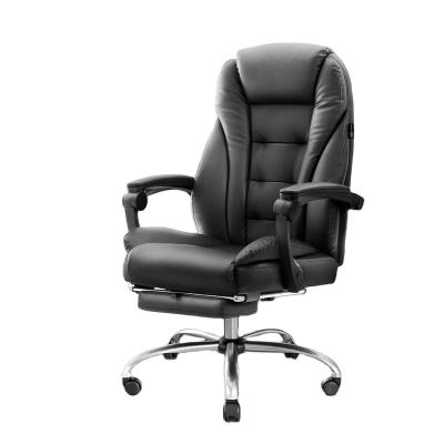 China Ergonomic Leather Adjustable Height PU Office Reclining Swivel Chairs Reclining (Height) Chair With Padded Footrest for sale