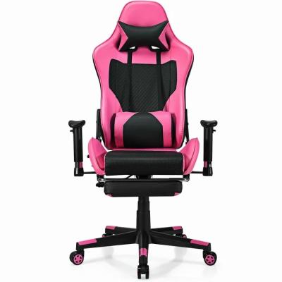 China Pink Comfortable Executive High Back Massage PU Office Swivel Cooling Leather Gaming Chair for sale