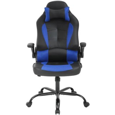 China Luxury Blue Leather Scorpion Cooling Adjustable Racing Racing Chair With Headrest for sale