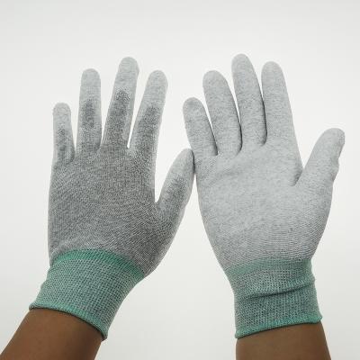 China Cleanroom or ESD Area Palm Fit Glove Industrial Examination ESD Palm Fit Glove PU Palm Fit Antistatic Glove for sale