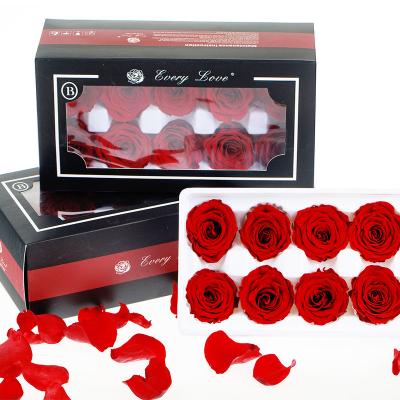 China Preserved Roses Flower Wholesale 10 Pieces B Grade Fresh Preserved Roses Flower Eternal Flower Box Flower 4-5cm Rose Head DIY Gift Box Making Materials for sale