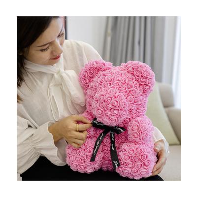 China Hot Selling Rose Teddy Bear Pe Artificial Flowers Of Valentine's Day Gift Foam Bear Colorful Material Decoration 40cm Gift for sale