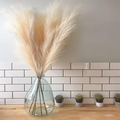 China Popular Boho Style Amazonian Faux Pampas Grass Boho Grass Boho Grass Large Dry Fluffy White 100cm Artificial Decoration Large Dried Beige 100cm for sale