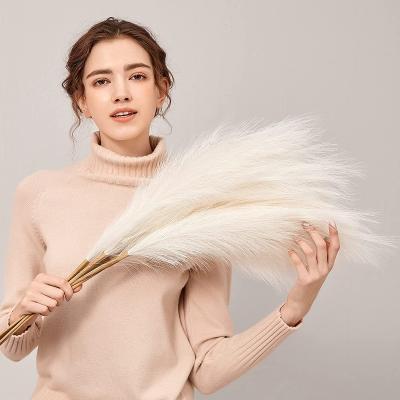 China Boho Style Tall Artificial Amazon Plant Pampas Grass White 100cm Beige Fluffy Tall Faux Pampas Grass Boho Artificial Decoration for sale