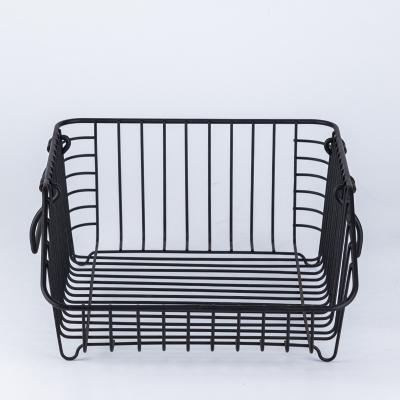 China High Quality Attractive Free Standing Stackable Metal Storage Basket For Home Kitchen Living Room Bedroom Storage for sale