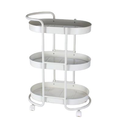 China Large capicity and space saving 3-Tier Space Saving Multifunctional Shape Storage Trolley Metal Rack Rolling Shelf Rolling Trolley High Level Trolley for sale