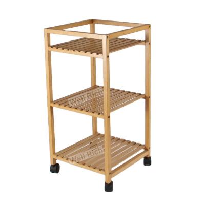 China 2022 Large Capicity And Space Saving New Arrival Wooden Push Serving Cart With Wheels 3 Tier 40X40X76Cm Cart Storage for sale