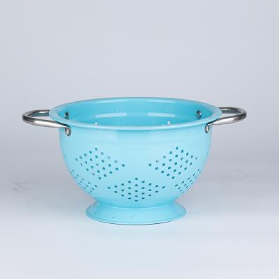 China Top Quality Stainless Steel Viable Classic Colander With Wire Handle Fruit Basket Food Drying Container for sale