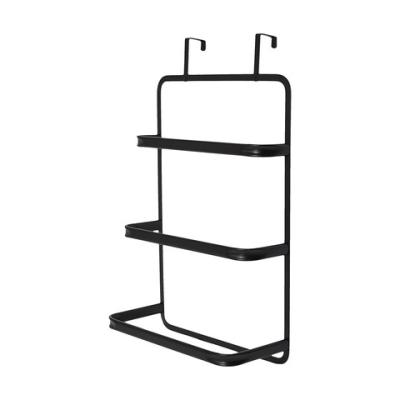 China Three-Layer Towel Rack 68Cm x 42Cm x 17.5Cm Bathroom Metal Towel Rack Three-Layer Black Towel Rack for sale