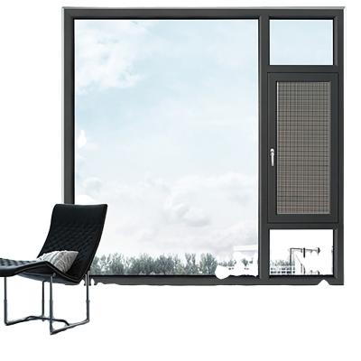 China Modern Design Thermal Break Double Screen Design Folding Aluminum Glass Window And Door System Casement Windows Sale for sale