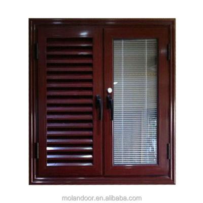 China Modern design color aluminum shutter window sunshade classic wood shutter window for sale