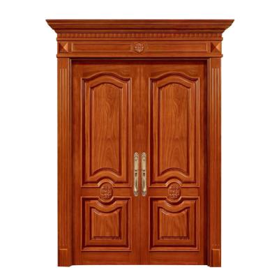 China Waterproof modern first quality style exterior double door entrance house solid wood design for sale