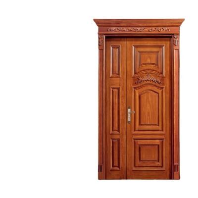 China Waterproof Made in China Exterior Main Door Design Wooden Double Door for Residential House Use for sale