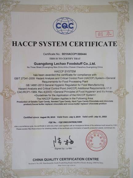 HACCP - Guangdong Lechao Foodstuff Co., Ltd.