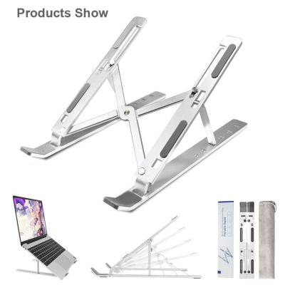 China Factory Price Universal Folding Height Adjustable Aluminum Foldable Portable Adjustment Desktop Holder Riser Stand For Macbook Pro Air iPad Pr for sale