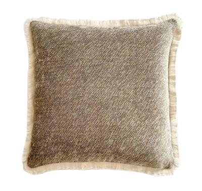 China Plain Anti-static Simple Beige Modern European Minimalist Living Room Handmade Style Pillow Cover for sale