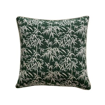 China Japan style anti-static chic natural floral bamboo pattern retro living room handmade piping cushion cover for sale