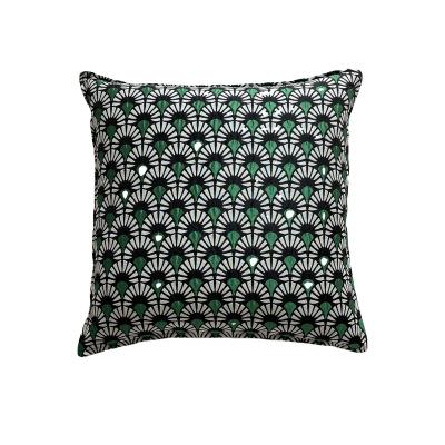 China Japandi anti-static chic green European pastoral style floral in the door cushion handmade cover for sale