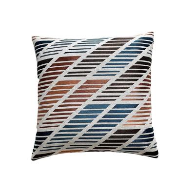 China Wholesale Custom Wholesale Embroidery Stripe Polyester Cushion Cover Fashion Geometric Printing Pillow Case for sale