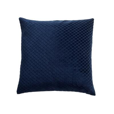 China Anti-Static Cozy Navy Blue Japan Style Diamond Pattern Living Room Handmade Retro Minimalist Quilted Cushion Cover for sale