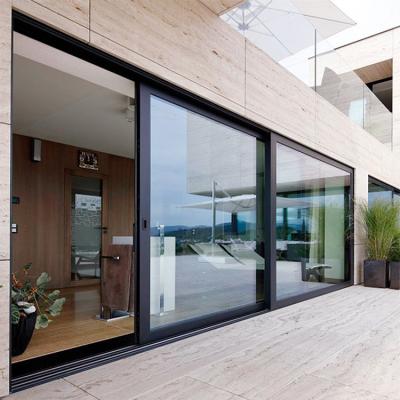 China Sound Insulation Double Tempered Glass 16mm Narrow Frame Aluminum Sliding Doors Philippines Price for sale