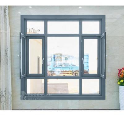 China Tilt and Turn French Windows Gray Aluminum Windows Magnetic Casement Double Screen Swing Aluminum Windows for sale