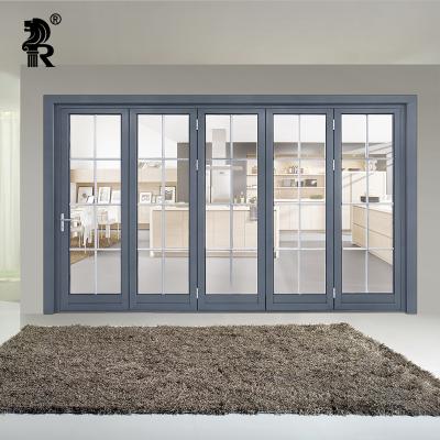 China Sound Insulation Standards Patio Tempered Glass Aluminum Folding Doors Australian Soundproof Bifold Doors for sale