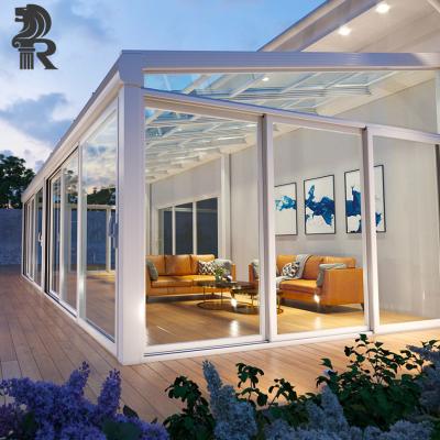 China Modern Aluminum Alloy Cover Frame Modern Glass Houses Veranda Sunroom With Tempered Glass for sale