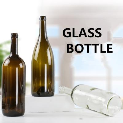 China High Quality Food Grade Wide Shoulder Amber Glass Wine Bottle 1500ml Heavy Glass Bottle for sale