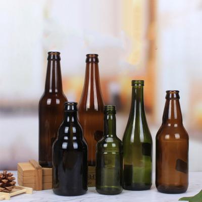 China Food Grade Free Sample Amber Glass Wine Whiskey Bottle 330ml Empty Glass Bottle for sale