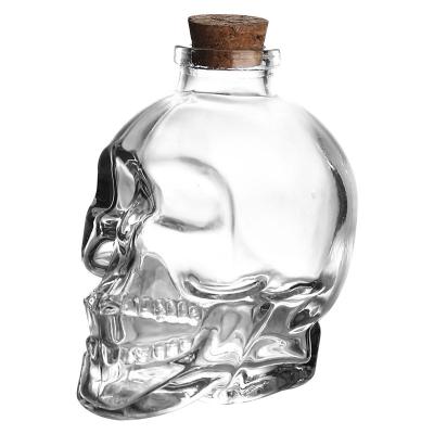 China Food Grade 180ML 380ML 760ML Vodka Bottle Skull Bottles Creative Gothic Vodka Decanter Glass Wine Jug for sale