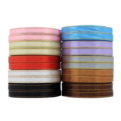 China Factory Price 10cm Wide Washable Wide Pure Color No Jewelry Packaging Gold Soft Edge Satin Printed Smooth Ribbon for sale