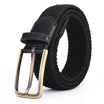 China Custom Elastic Comfortable Fabric Logo Golf Braided Belt Metal Customized Buckle Color Polyester Rope Male Belt For Men for sale